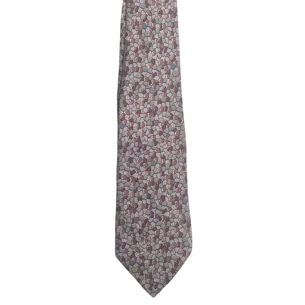 Valentino Cravatte Mens Silk Tie Purple Grey Geometric Made in Italy vintage 70s